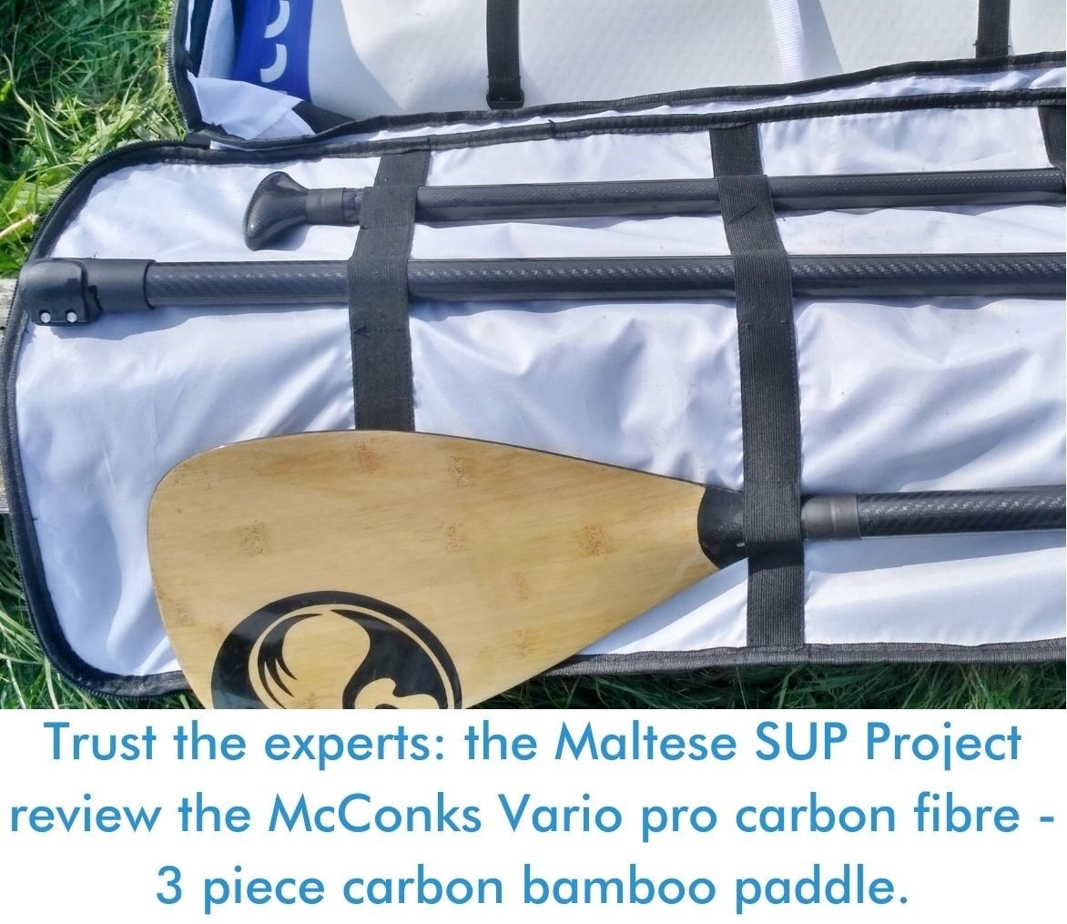 Read more about the article Trust the experts: the Maltese SUP Project review the McConks Vario pro carbon fibre – 3 piece carbon bamboo paddle.