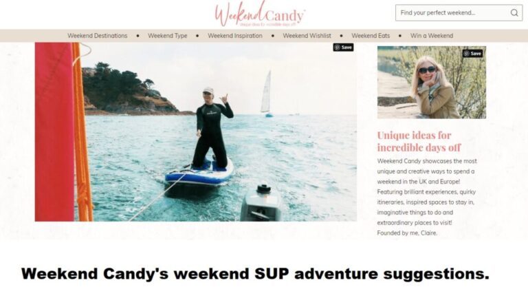 Read more about the article Weekend Candy (Claire) does adventure SUP, aboard a McConks inflatable stand up paddle board.