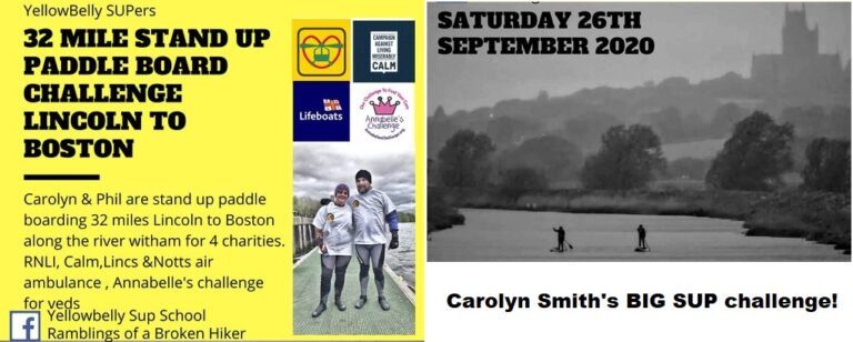 Read more about the article Carolyn Smith’s BIG SUP challenge – Barford to Boston, Lincolnshire: 32 miles with Yellowbelly SUP School.