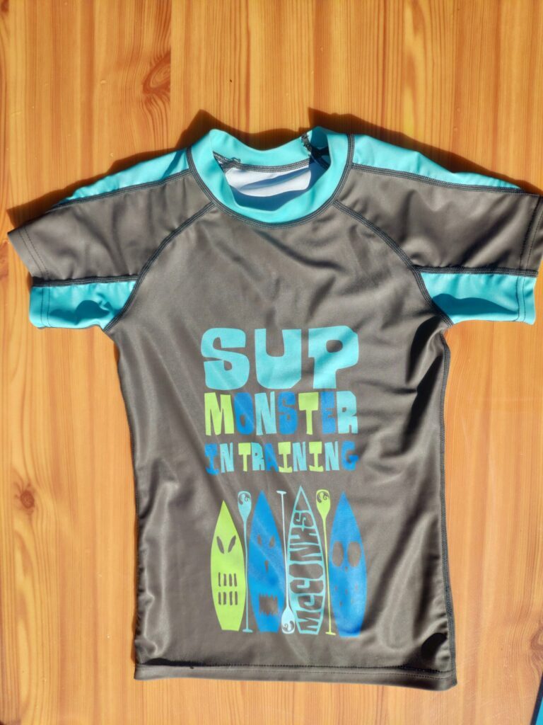McConks Kids SUP monster in training short sleeve UV50 rash vest - made from recycled ocean waste McConks Kids SUP monster in training short sleeve UV50 rash vest - made from recycled ocean waste