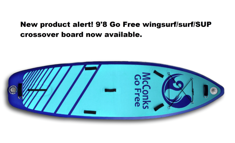 Read more about the article New product alert! 9’8 Go Free wingsurf/surf/SUP crossover board now available.
