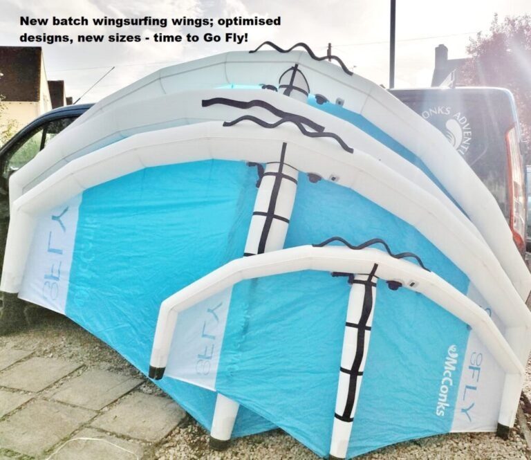 Read more about the article New batch wingsurfing wings; optimised designs, new sizes – time to Go Fly!