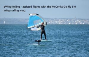 Read more about the article eWing foiling – assisted flights with the McConks Go Fly 5m wing surfing wing.