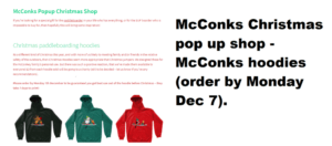Read more about the article McConks Christmas pop up shop – McConks hoodies (order by Monday Dec 7).