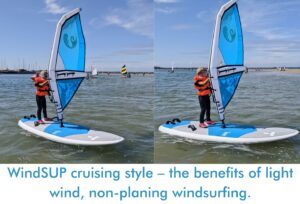 Read more about the article WindSUP cruising style – the benefits of light wind, non-planing windsurfing.
