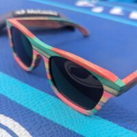 Tobermory wooden polarised sunglasses | multicolour bamboo frames | polarised grey lenses